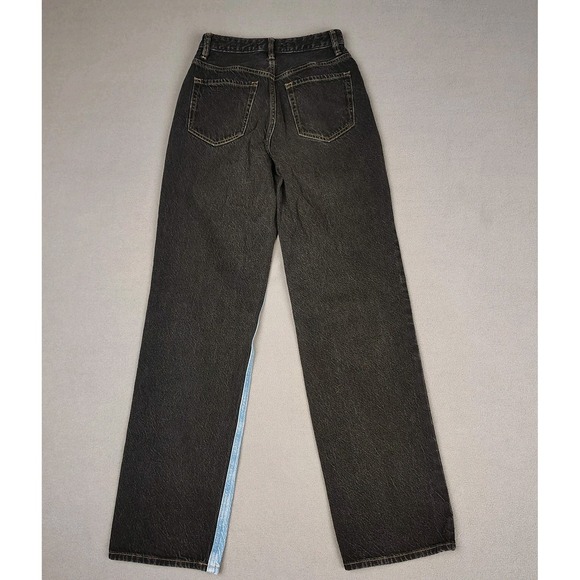 Pacsun 90s Boyfriend Jeans Women XXS 00 Blue Black Colorblock Denim Straight Leg - Picture 9 of 10